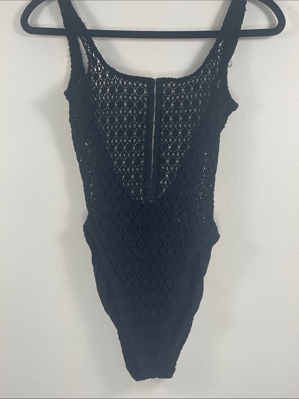 Black Crochet One-Piece Swimsuit